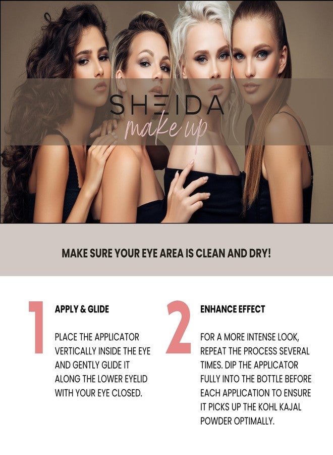 SHEIDA Kohl Kajal Powder Eyeliner - Grey, Highly Pigmented Powder Eyeliner for Smokey Eyes, Natural, Waterproof & Smudge-Resistant, Gentle on the Eyes & Hypoallergenic - Image 3