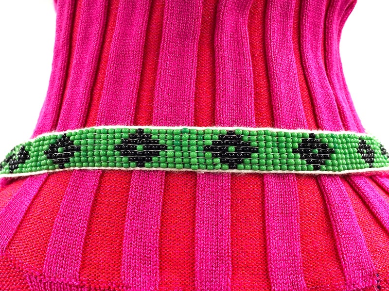 BeadsCorner Native Tribal Style Long Statement Beaded Necklace for Women Handmade (Green Flower) - Image 4