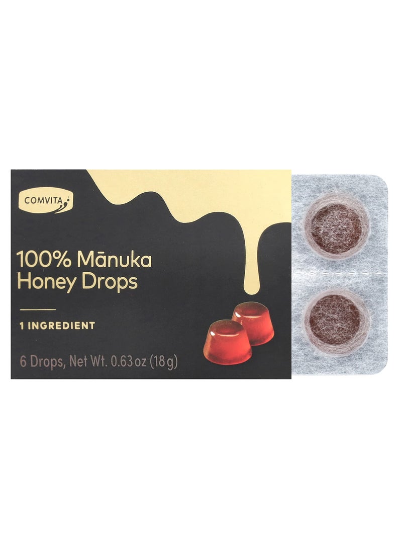 100% Manuka Honey Drops, 6 Drops, 0.63 oz (18 g)