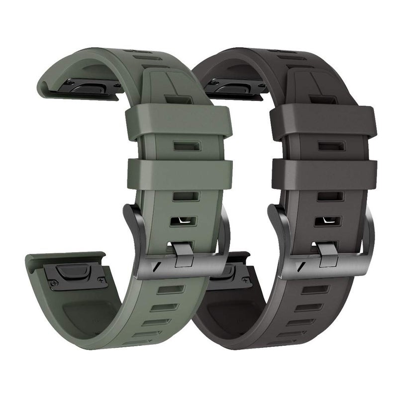 ANCOOL for Garmin Fenix 5X/7X/6X Watch Band Quickfit 26mm Watch Bands Compatible with Fenix 6X Pro/5X Plus/7X Pro/8 51mm(Black,Olive Green) - Image 1