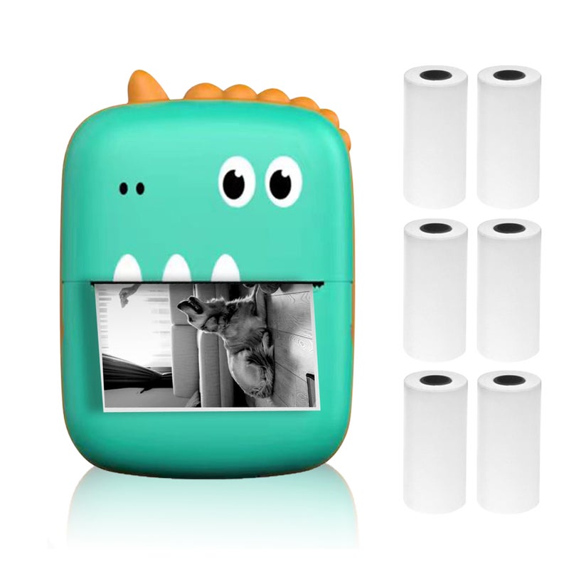 Mini Thermal Printer Multifunction Portable Sticker Maker Instant Photo Inkless Printing Support BT Connection for Smartphone with 6 Paper Rolls 57mm Compatible with iOS Android System for Picture - Image 1