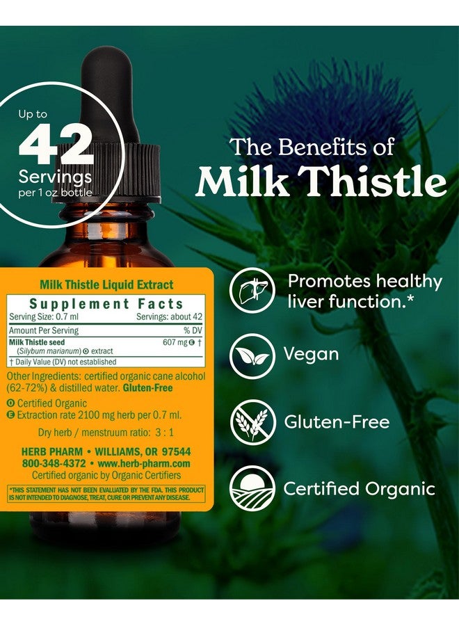 Herb Pharm Milk Thistle Seed Liquid Extract for Liver Function Support - 1 Ounce - Image 2