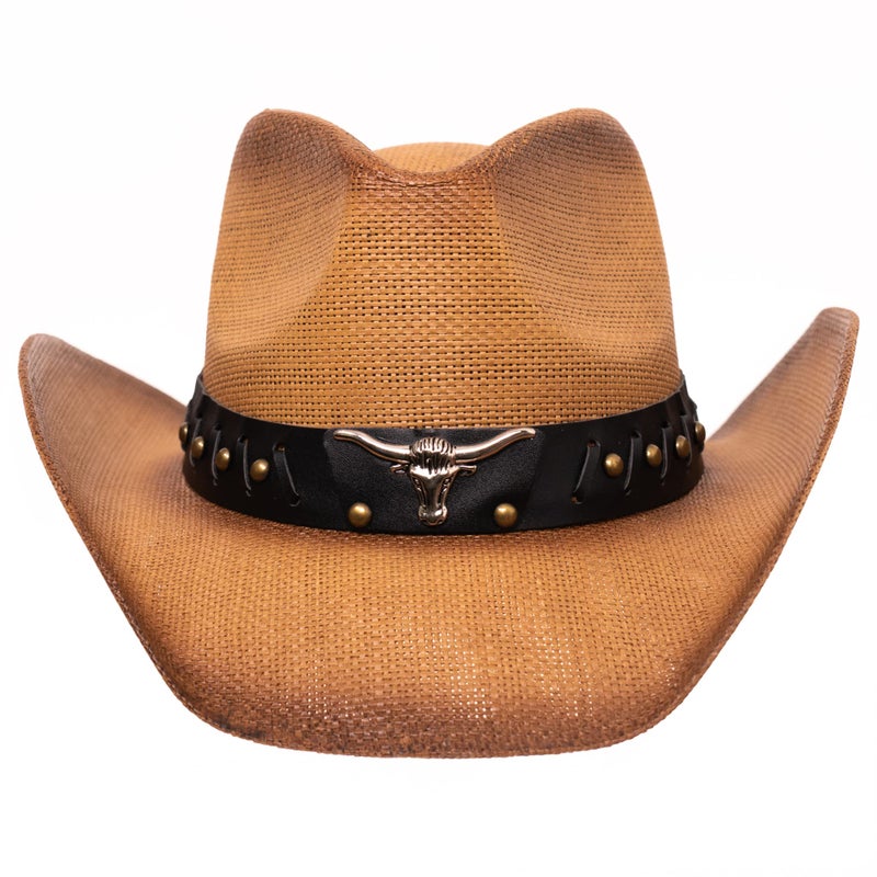 grinderPUNCH Western Outback Cowboy Hat Men's Women's Style Classic Straw Western Cowgirl Hat (US, Numeric, 6 3/4, 7 3/8, Brown) - Image 5