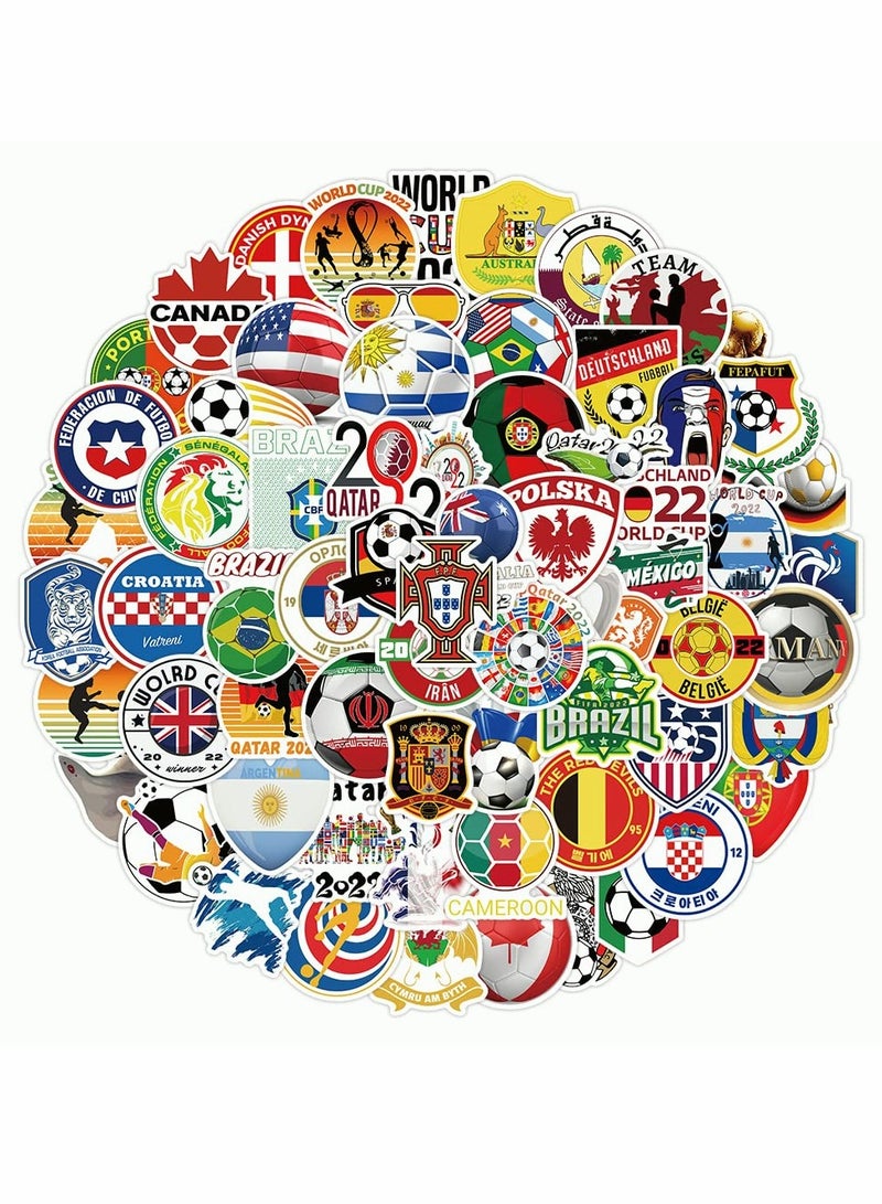 KASTWAVE World Cup Football Stickers 2022 (100pcs) Soccer Stickers for Scrapbooking, Motivational Vinyl Waterproof Stickers for Water Bottles, Luggage, Teaching Incentives - Image 1