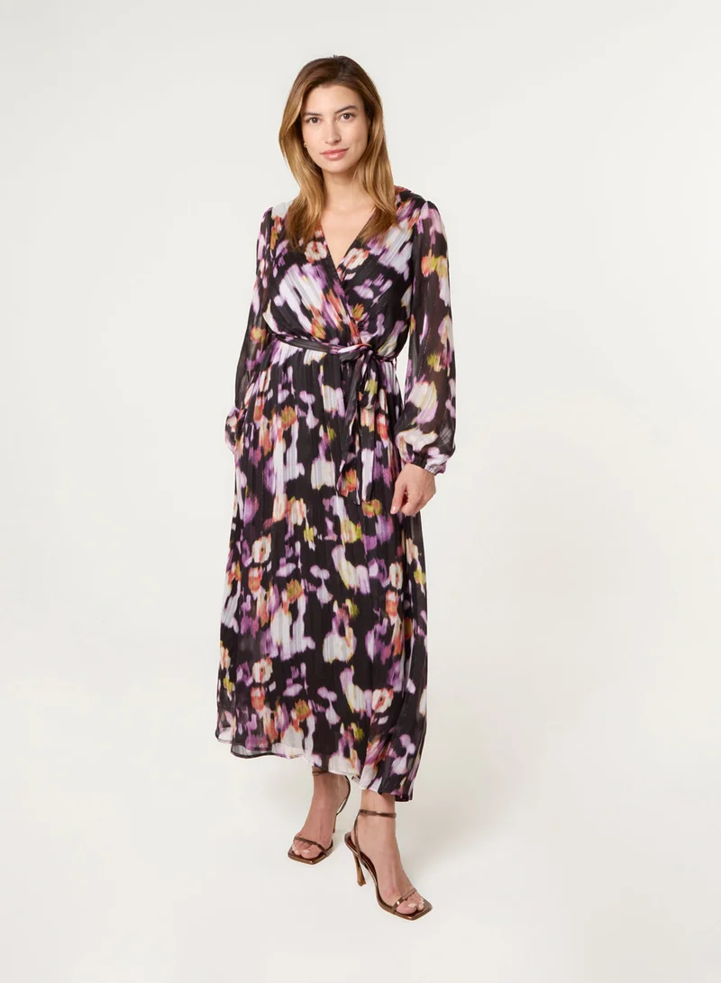 Lurex Watercolour Wrap Maxi Dress