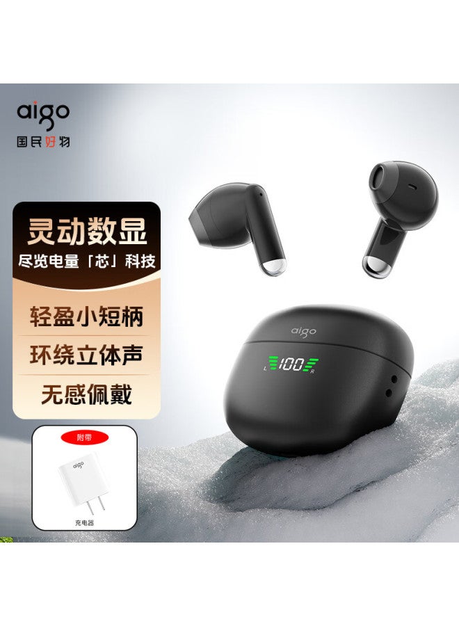 aigo سماعات أذن بلوتوث لاسلكية حقيقية TWS شبه داخل الأذن، موسيقى رياضية ألعاب عمر بطارية فائق مع عرض الطاقة - Image 3