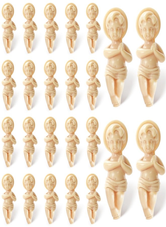 ZYFLSQ 24 Pcs King Cake Baby Jesus Figure, 1.5 Inch Plastic Jesus Doll With Gift Bag, Mini Nativity Figurines for Mardi Gras Party King Cake Babies Toppers Decorations Epiphany Gifts - Image 1