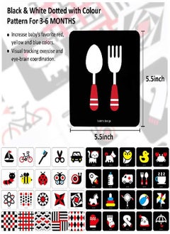 beiens beiens High Contrast Baby Flashcards, Newborn Brain Development Toys, Visual Stimulation Learning Activity Cards, 20 PCs 40 Pages Educational Infants Gift (3-6 Months (Black & White & Color))  - Image 2
