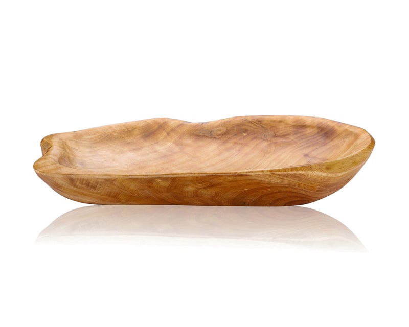 Jovivi Natural Fir Root Wood Dish Bowl, Handmade Wood Serving Platter Tray Plate,Wooden Plates for Sandwich Bread Fruit Salad Snack Dough Candy Serving Appetizer Display (11.4"x7.5") - Image 1