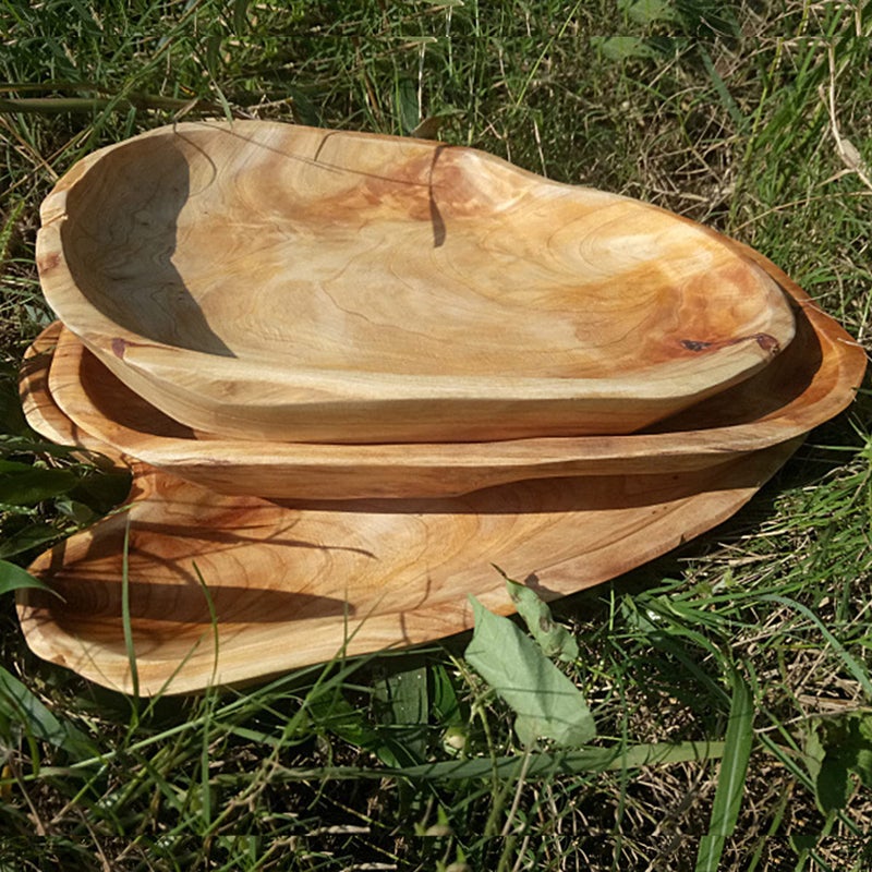 Jovivi Natural Fir Root Wood Dish Bowl, Handmade Wood Serving Platter Tray Plate,Wooden Plates for Sandwich Bread Fruit Salad Snack Dough Candy Serving Appetizer Display (11.4"x7.5") - Image 3