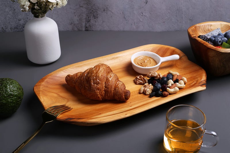 Jovivi Natural Fir Root Wood Dish Bowl, Handmade Wood Serving Platter Tray Plate,Wooden Plates for Sandwich Bread Fruit Salad Snack Dough Candy Serving Appetizer Display (11.4"x7.5") - Image 4