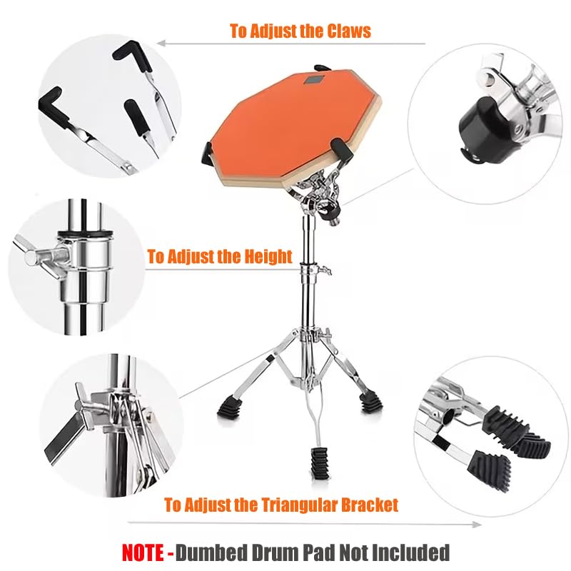 Softline Pro Snare Drum and Practice Pad Stand 1.7 Kg Double Braced Tripod Stand Adjustable Fit For 10''-14'' Dia Drums Height Range 37 to 52 cm (SP-SS-D) - Image 2
