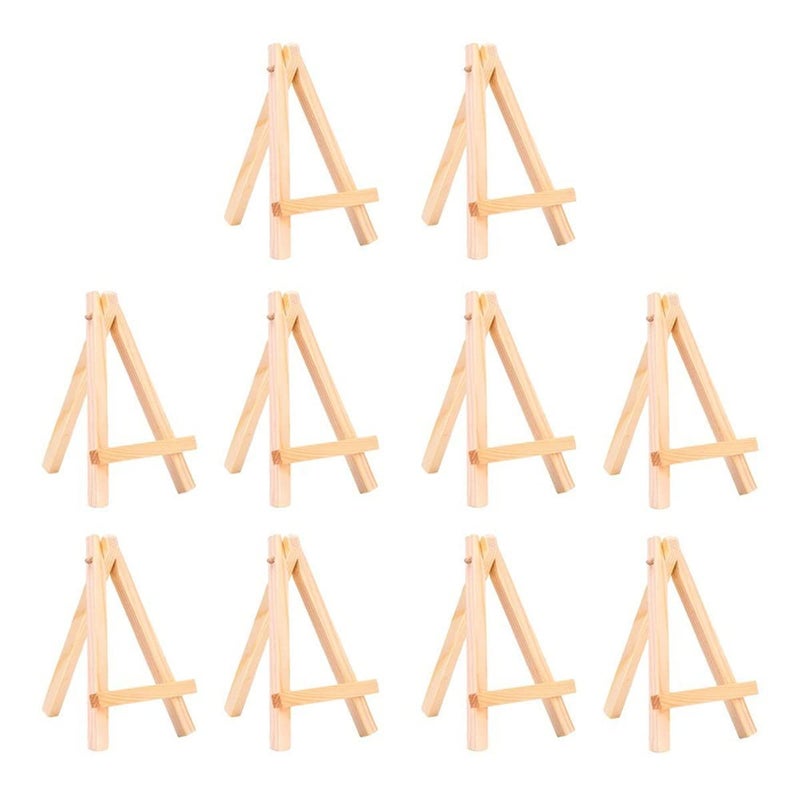 10 Pack Mini Wood Display Easel Tabletop Display Stand Artist Easel Natural Wooden Tripod for Displaying Picthres Photos Cards 75