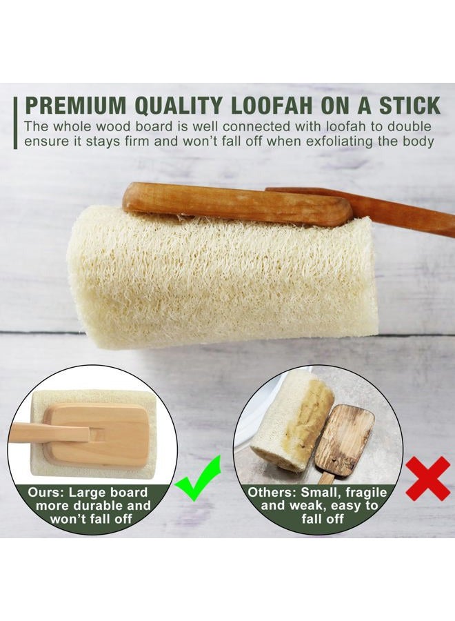METLUCK 2 Pack Natural Exfoliating Loofah Luffa Loofa Bath Brush On a Stick, Shower Sponge Back Scrubber with Long Wooden Handle for Men & Women, Deep Clean and Invigorate Your Skin Back Brush - Image 2