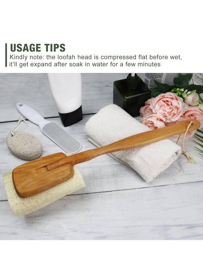 METLUCK 2 Pack Natural Exfoliating Loofah Luffa Loofa Bath Brush On a Stick, Shower Sponge Back Scrubber with Long Wooden Handle for Men & Women, Deep Clean and Invigorate Your Skin Back Brush - Image 5