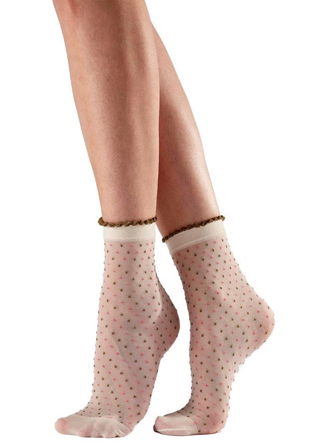 Pretty Polly Women's Multi Spot Anklet- sheer anklet sock with delicate dots, One Size, White (White Mix), White (White Mix), One size - Image 1