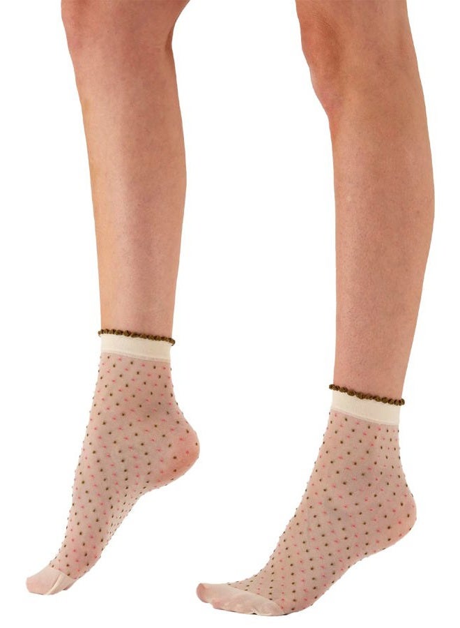 Pretty Polly Women's Multi Spot Anklet- sheer anklet sock with delicate dots, One Size, White (White Mix), White (White Mix), One size - Image 2