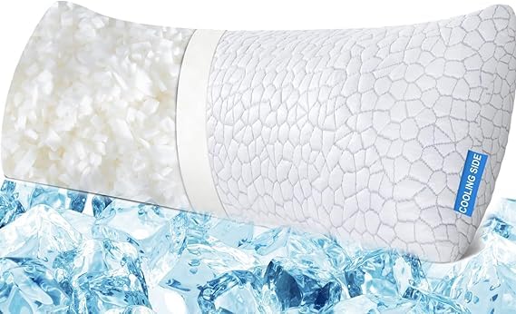 QUTOOL Luxury Cooling Body Pillows for Adults Adjustable Loft Shredded Memory Foam Full Body Pillow Long Pillow for Bed with Removable DoubleSided Soft  Cool Cover White 18x51