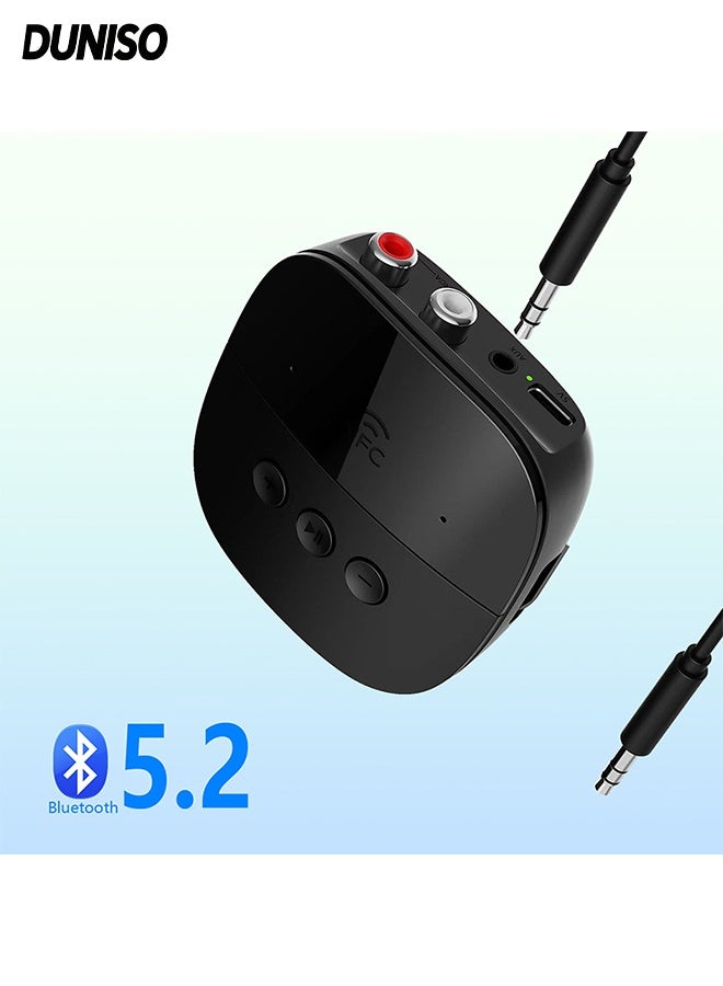 DUNISO Bluetooth 5.2 Audio Receiver Adapter,NFC Wireless Bluetooth Extender,3.5mm RCA Input Speaker Bluetooth Audio Adapter,for Music Streaming Audio Systems Car and Home Stereo Theater Systems ﻿ - Image 1