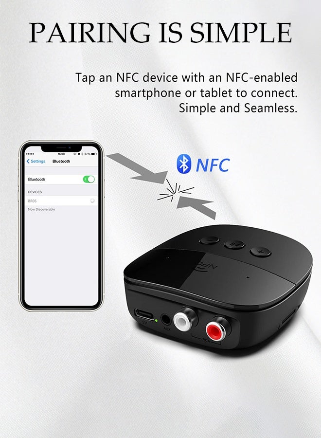 DUNISO Bluetooth 5.2 Audio Receiver Adapter,NFC Wireless Bluetooth Extender,3.5mm RCA Input Speaker Bluetooth Audio Adapter,for Music Streaming Audio Systems Car and Home Stereo Theater Systems ﻿ - Image 4