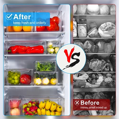 ZODZE 7 Pack Fridge Organizers and Storage, Stackable Bins with Lid, BPA-Free Fruit Containers for Fridge, Clear Produce Saver, Kitchen&Pantry Organizer for Food, Vegetables&Fruit, Snacks, Eggs - Image 2