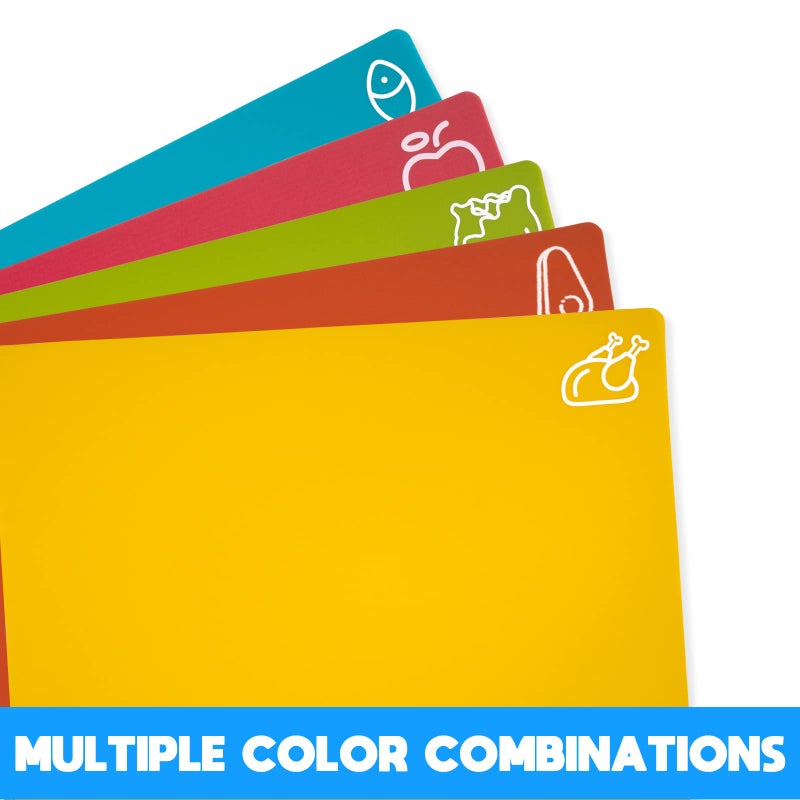 Goodluck 5 Pieces Flexible Cutting Boards, BPA Free Plastic Cutting Boards for Kitchen, Non Slip Cutting Mat for Meat and Vegetables, Thanksgiving - Image 3