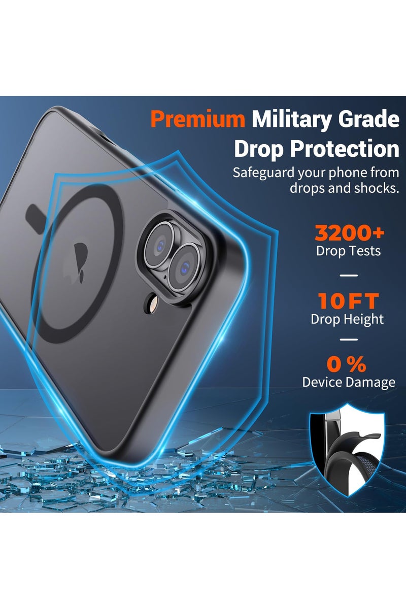 Flushrenic iPhone 16 phone case, SUPFINE magnetic protective case for iPhone 16, compatible with MagSafe (military-grade drop protection), semi-transparent matte shockproof, with anti-fingerprint phone case (black) - Image 3
