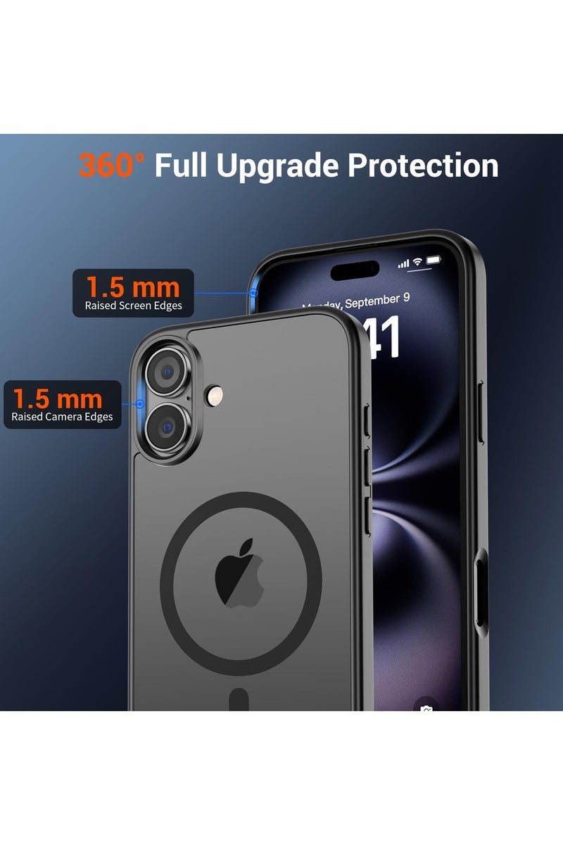 Flushrenic iPhone 16 phone case, SUPFINE magnetic protective case for iPhone 16, compatible with MagSafe (military-grade drop protection), semi-transparent matte shockproof, with anti-fingerprint phone case (black) - Image 4