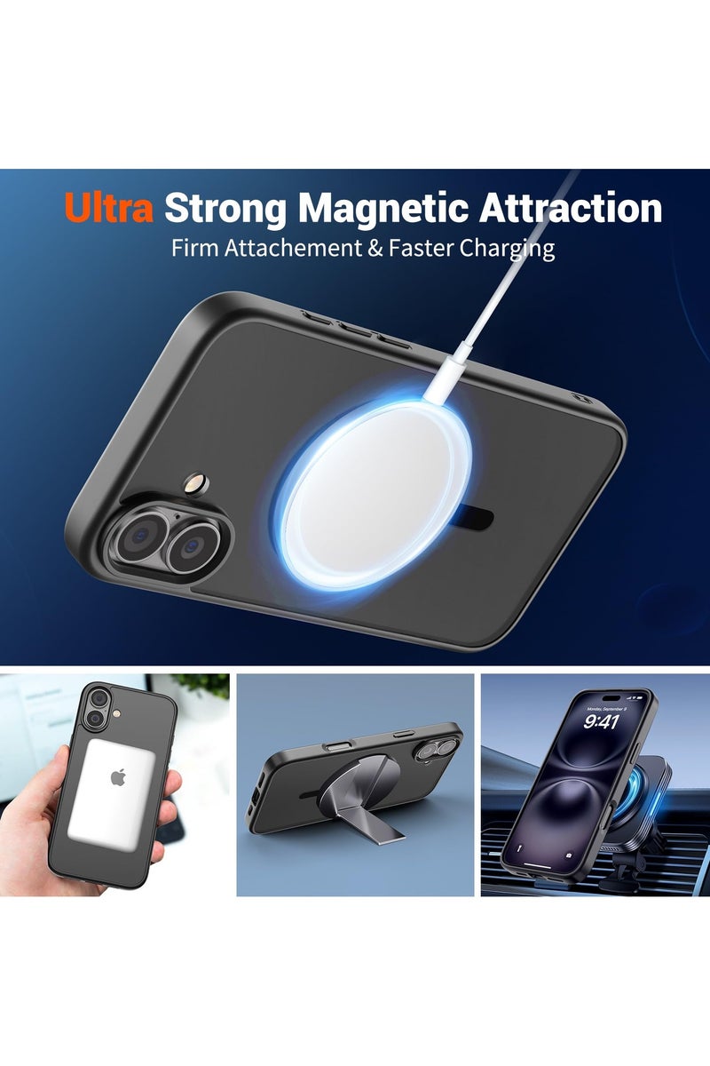 Flushrenic iPhone 16 phone case, SUPFINE magnetic protective case for iPhone 16, compatible with MagSafe (military-grade drop protection), semi-transparent matte shockproof, with anti-fingerprint phone case (black) - Image 5