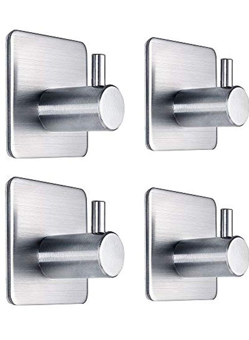 Y&D Self Hooks, 4 Pack Stainless Steel Wall Hanger Hat Hooks Rack for Kitchen Bathroom Office Closet - Waterproof, No Drill Glue Needed  - Image 1