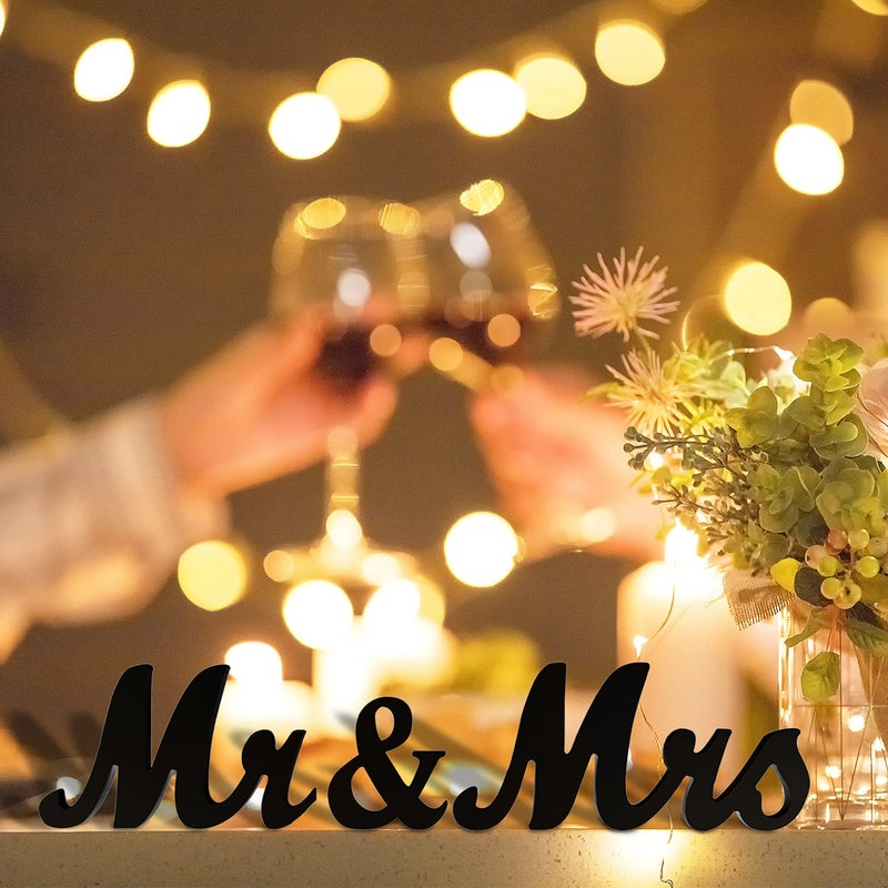 BLOOBLOOMAX Wooden Mr and Mrs Sign  Rustic Mr. & Mrs. Letters for Wedding Table  Miss Mr. Deroation for Photo Props/Party Table/Anniversary/Valentine's Day/Wedding & Engagement  Black - Image 5