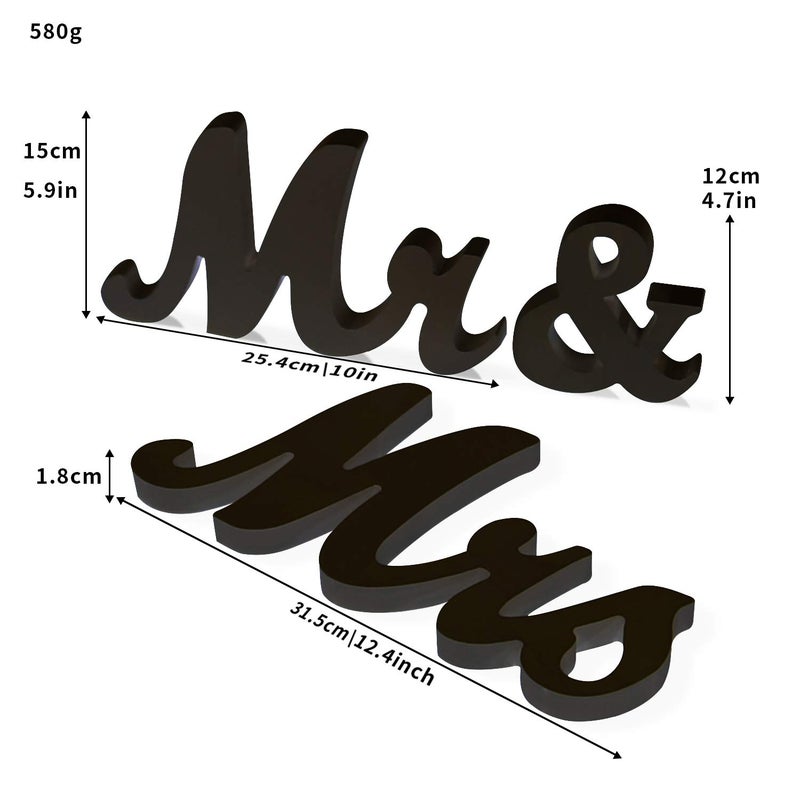 BLOOBLOOMAX Wooden Mr and Mrs Sign  Rustic Mr. & Mrs. Letters for Wedding Table  Miss Mr. Deroation for Photo Props/Party Table/Anniversary/Valentine's Day/Wedding & Engagement  Black - Image 2