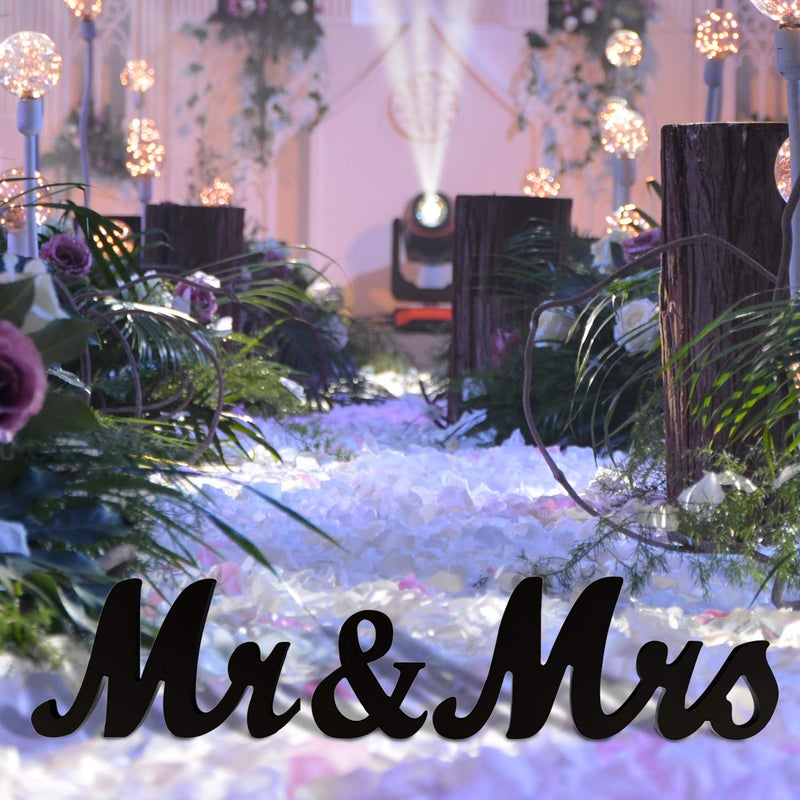 BLOOBLOOMAX Wooden Mr and Mrs Sign  Rustic Mr. & Mrs. Letters for Wedding Table  Miss Mr. Deroation for Photo Props/Party Table/Anniversary/Valentine's Day/Wedding & Engagement  Black - Image 3