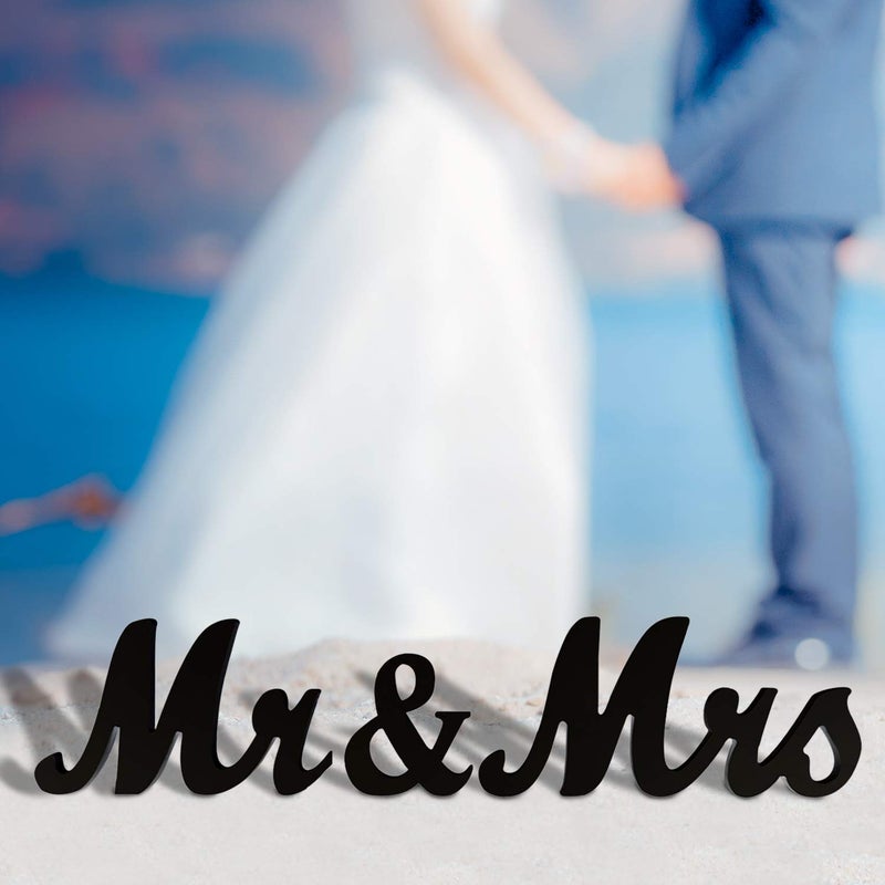 BLOOBLOOMAX Wooden Mr and Mrs Sign  Rustic Mr. & Mrs. Letters for Wedding Table  Miss Mr. Deroation for Photo Props/Party Table/Anniversary/Valentine's Day/Wedding & Engagement  Black - Image 4