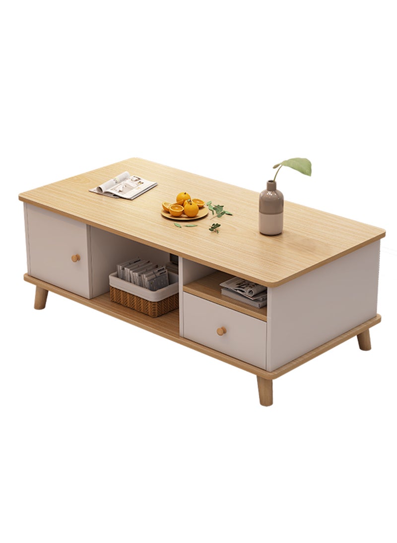 Sharpdo طاولة قهوة لغرفة المعيشة ، طاولة جانبية للأريكة ، طاولة قهوة مصنوعة من الخشب الصلب مع درج 120*60*45 سم - Image 1