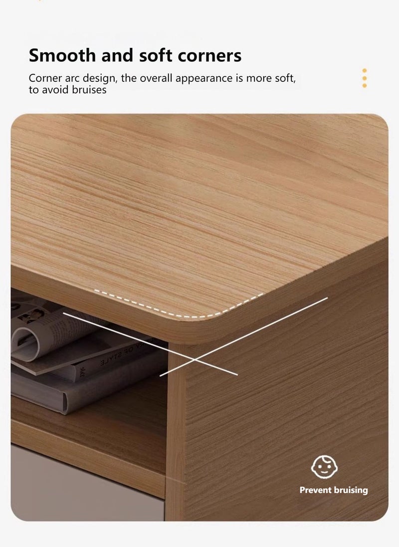 Sharpdo طاولة قهوة لغرفة المعيشة ، طاولة جانبية للأريكة ، طاولة قهوة مصنوعة من الخشب الصلب مع درج 120*60*45 سم - Image 5