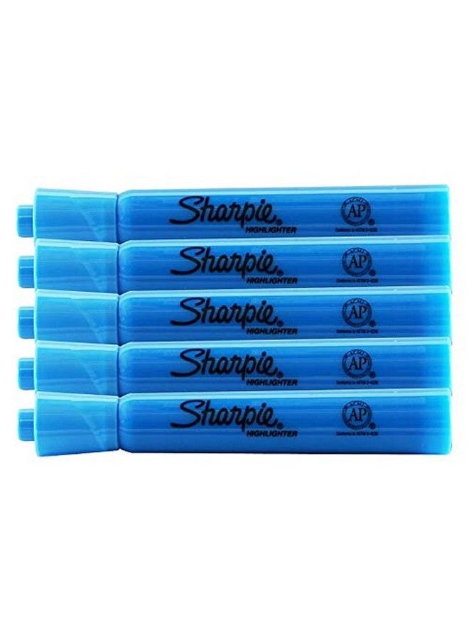 Sharpie Accent Tankstyle Highlighters 5 Colored Highlighters Chisel Tip (Fluorescent Blue 5Pack)  - Image 1