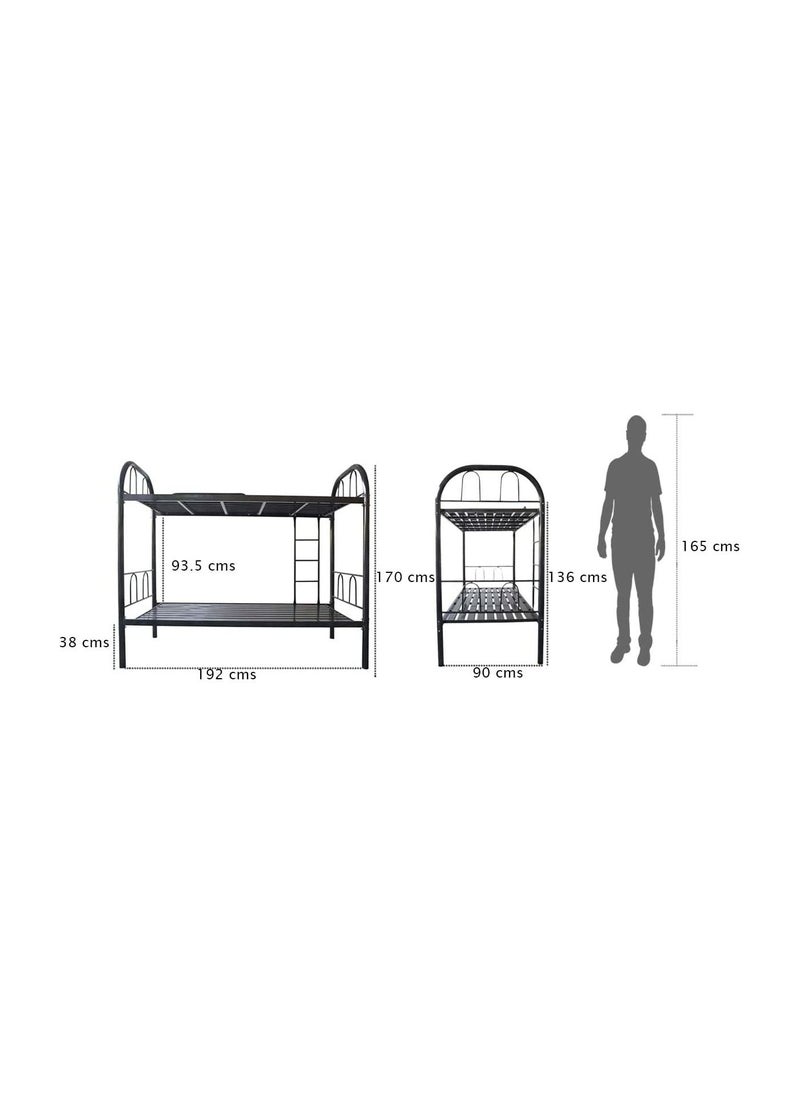 KARNAK - Bunk Bed Metal Strong Frame Safety Rails, Built-In Ladder - Image 1