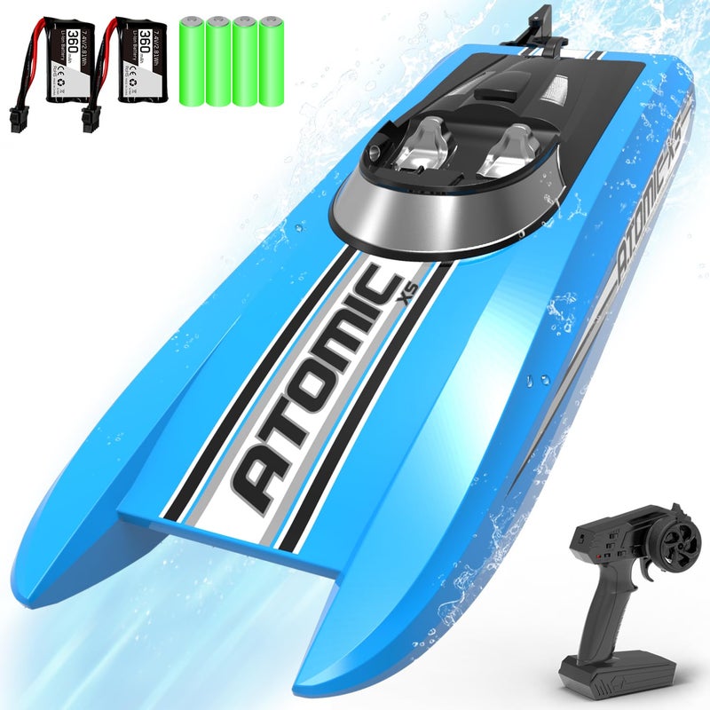 volantexrc Remote Control Boats for Pools and Lakes 20+MPH AtomicXS High Speed RC Boat for Adults Toy Boat Gifts with 2 Batteries & Reverse Function (795-5 Blue) - Image 1