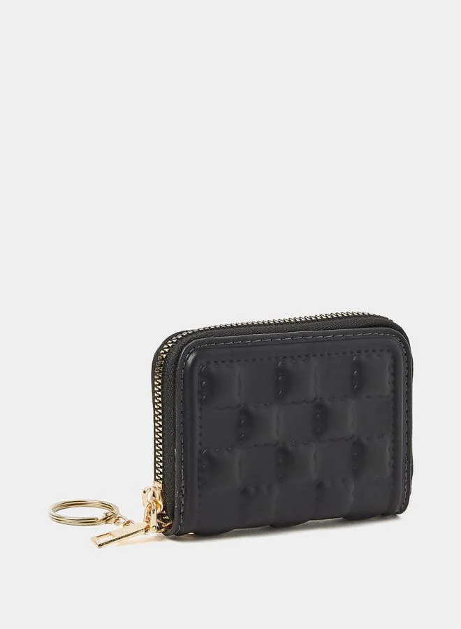 Styli Checked Quilted Zip Around Wallet