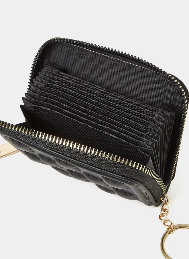 Styli Checked Quilted Zip Around Wallet