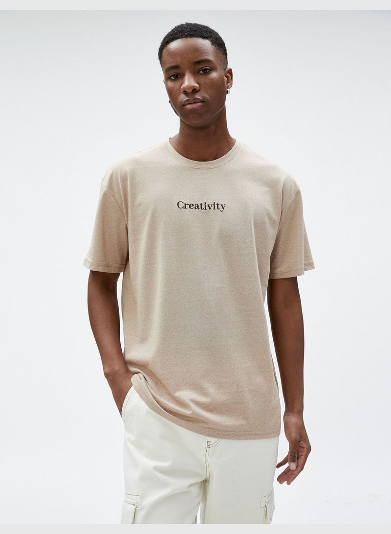 KOTON Oversized T-Shirt Slogan Printed Crew Neck Short Sleeve - Image 2