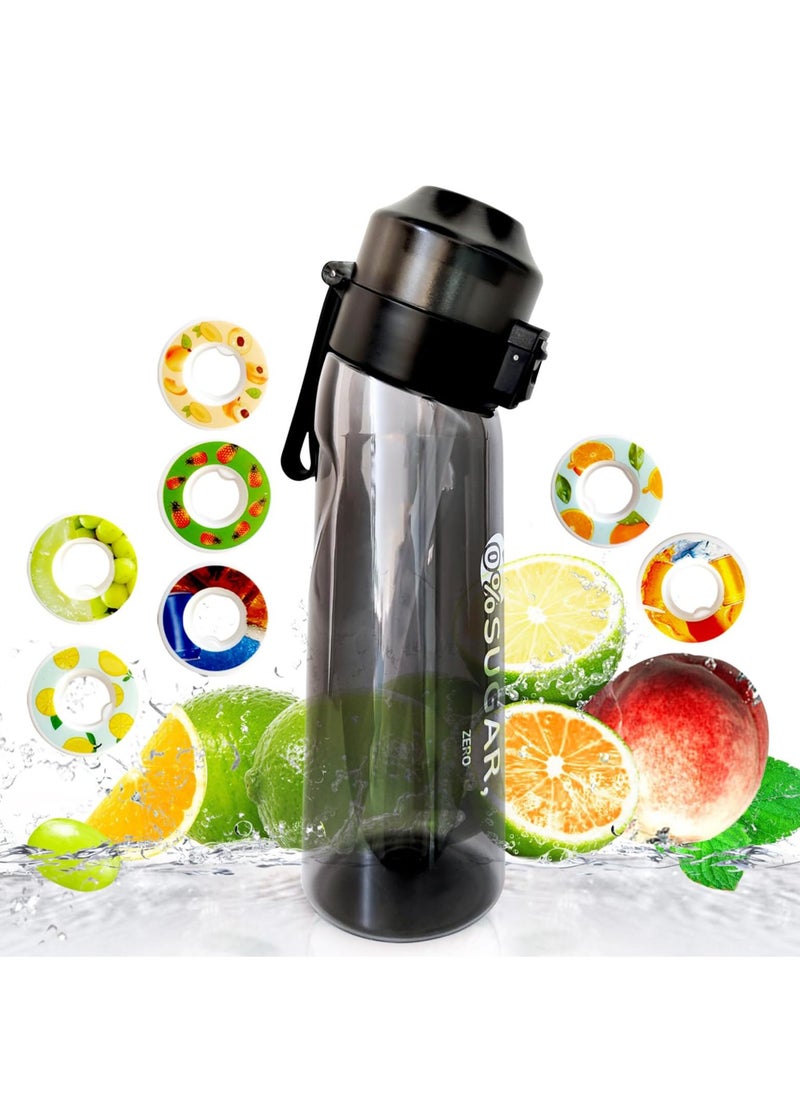 MIXDE - Air Up Water Bottle, 650ML Scent Water Cup with 1 Flavour Pods,Leak Proof Sports Water Cup with Straw Suitable for Outdoor Sports,Gifts From Friends, Birthday Gifts (Black) - Image 1