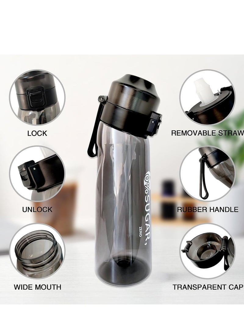 MIXDE - Air Up Water Bottle, 650ML Scent Water Cup with 1 Flavour Pods,Leak Proof Sports Water Cup with Straw Suitable for Outdoor Sports,Gifts From Friends, Birthday Gifts (Black) - Image 1