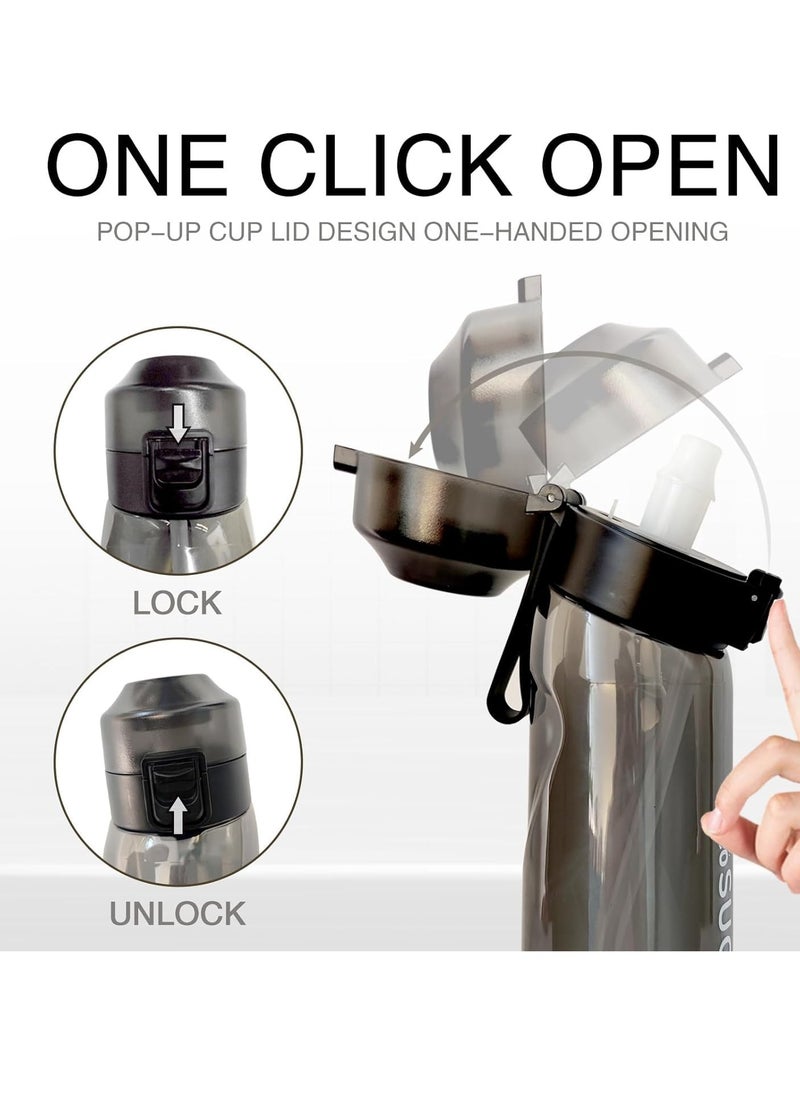 MIXDE - Air Up Water Bottle, 650ML Scent Water Cup with 1 Flavour Pods,Leak Proof Sports Water Cup with Straw Suitable for Outdoor Sports,Gifts From Friends, Birthday Gifts (Black) - Image 1