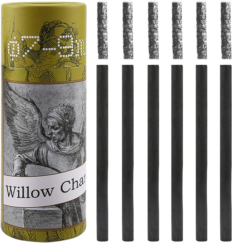 Looneng Willow Charcoal Sticks, Natural Willow Charcoal for Artists, Beginners, or Students of All Skill Levels, Great for Sketching, Drawing, and Shading, Approx 7-9mm in Diameter, Pack of 25 - Image 1