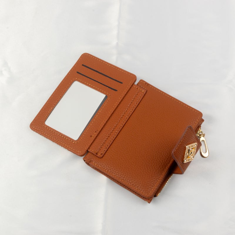 Leather Flip Wallet & Card Holder with Multiple Pockets - Dark Brown - Image 2