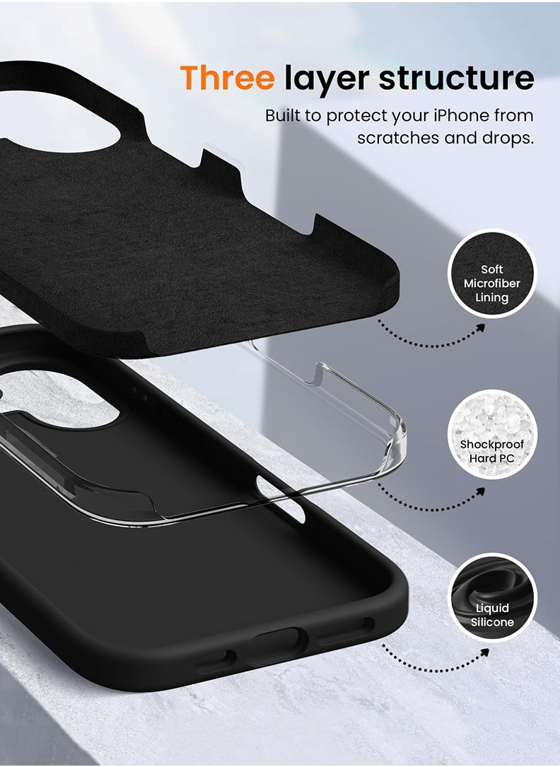 Theodor - iPhone 16 Plus Black Protective Slim Fit Case Liquid Silicone Cover with Full Body Protection Anti-Scratch Shockproof Case For iPhone - Mode special - Image 1
