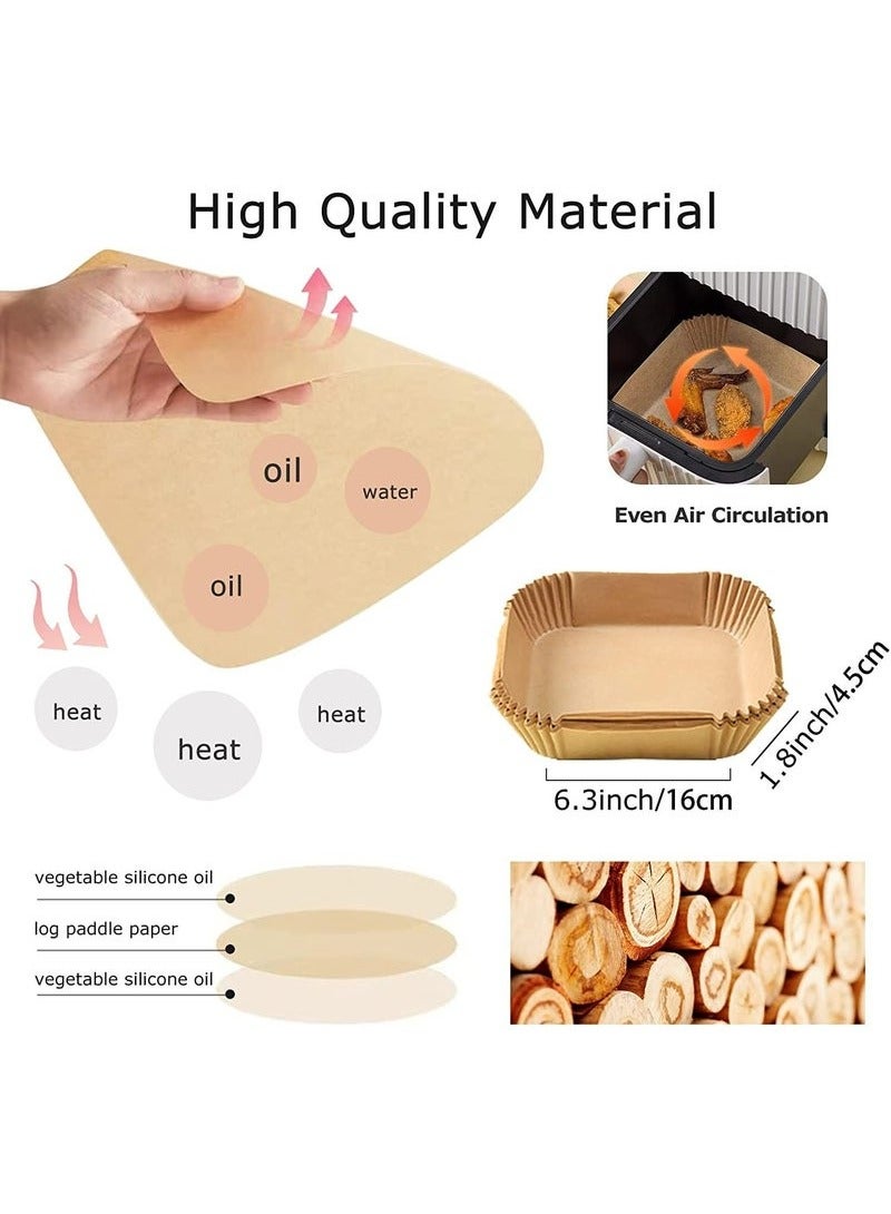 SILADEFU Air Fryer Liners 100 Pcs 6.3 Inch Disposable Waterproof Square Parchment Paper for Baking Roasting Microwave Cooking Everyday Use - Image 2