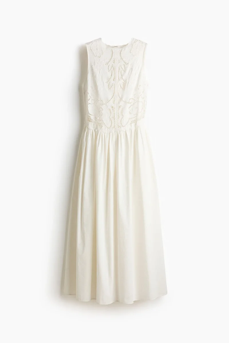 H&M Embroidered linen-blend dress